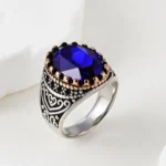 Vintage Inlaid Purple Gemstone Stainless Steel Men's RingحBL50 - Image 2