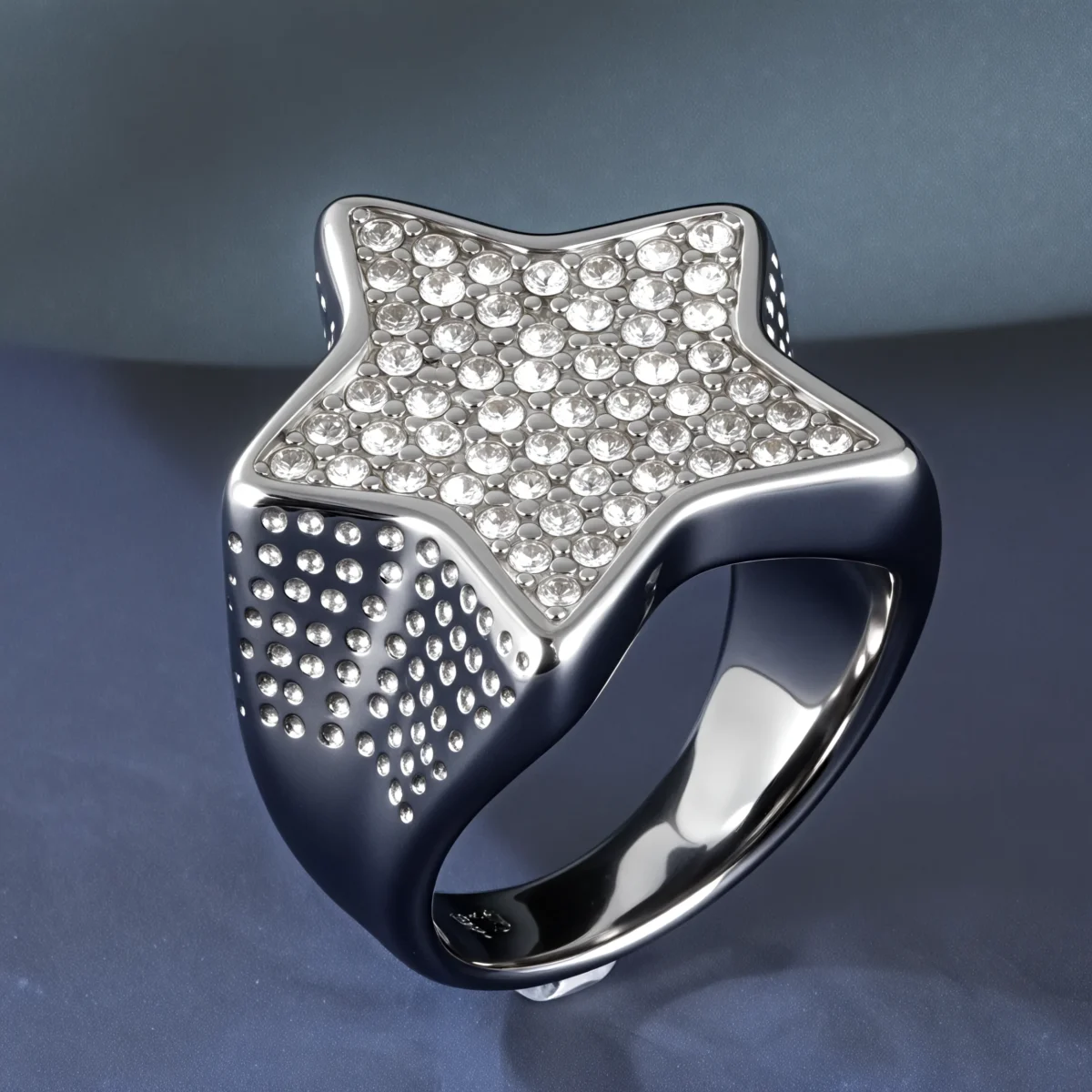 Stainless Steel Ring With Star-Set Diamonds Shining Design丨G002088 - Image 2