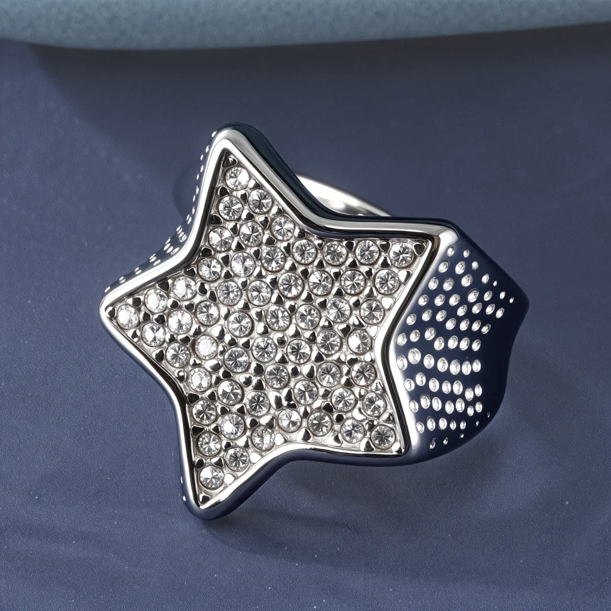 Stainless Steel Ring With Star-Set Diamonds Shining Design丨G002088 - Image 3