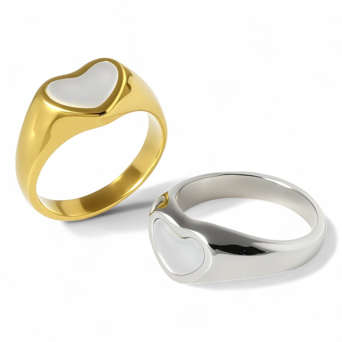 Contemporary Stainless Steel Heart Design Ring for Women | N0090 - Image 1