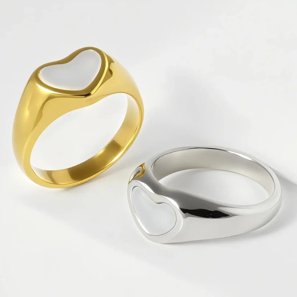Contemporary Stainless Steel Heart Design Ring for Women | N0090 - Image 2