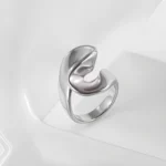 Fashionable Simple Curve Design Stainless Steel Women's Waterproof Ring 丨 DZ1350 - Image 6