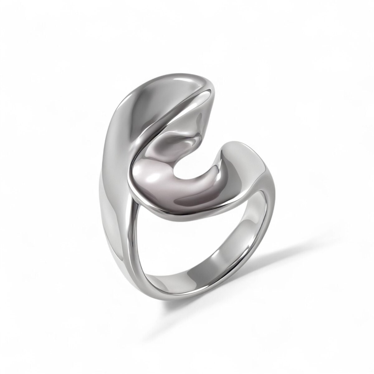 Fashionable Simple Curve Design Stainless Steel Women's Waterproof Ring 丨 DZ1350 - Image 5