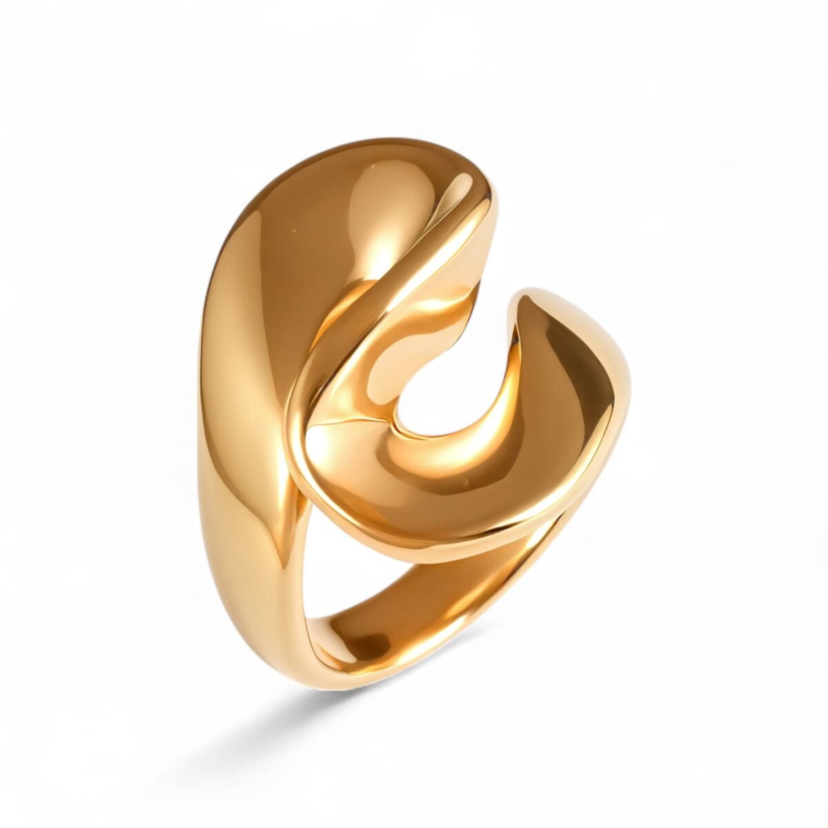 Fashionable Simple Curve Design Stainless Steel Women's Waterproof Ring 丨 DZ1350 - Image 3