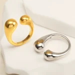 Simple Curved Stainless Steel Ring Women's Ring | G00324 - Image 2