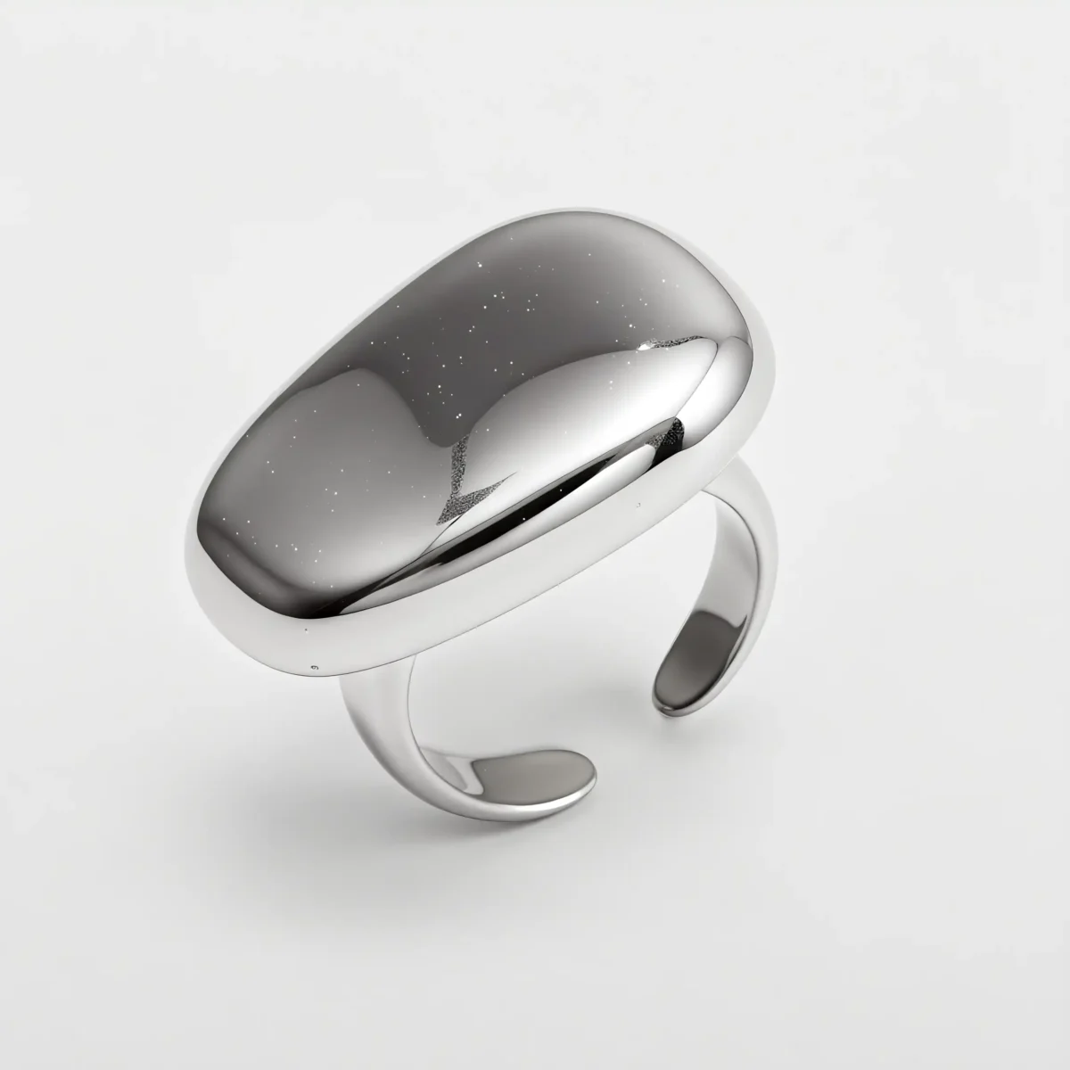 24K Gold Plated Stainless Steel Oval Dome Open Ring丨G003998 - Image 4