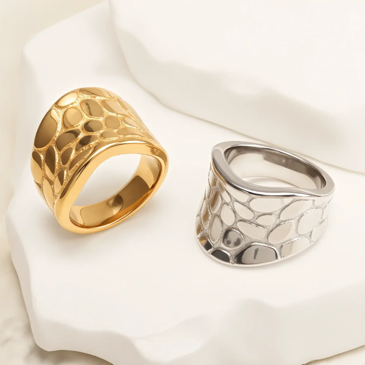 Fashion Irregular Texture Stainless Steel Women's Ring丨ML096 - Image 1