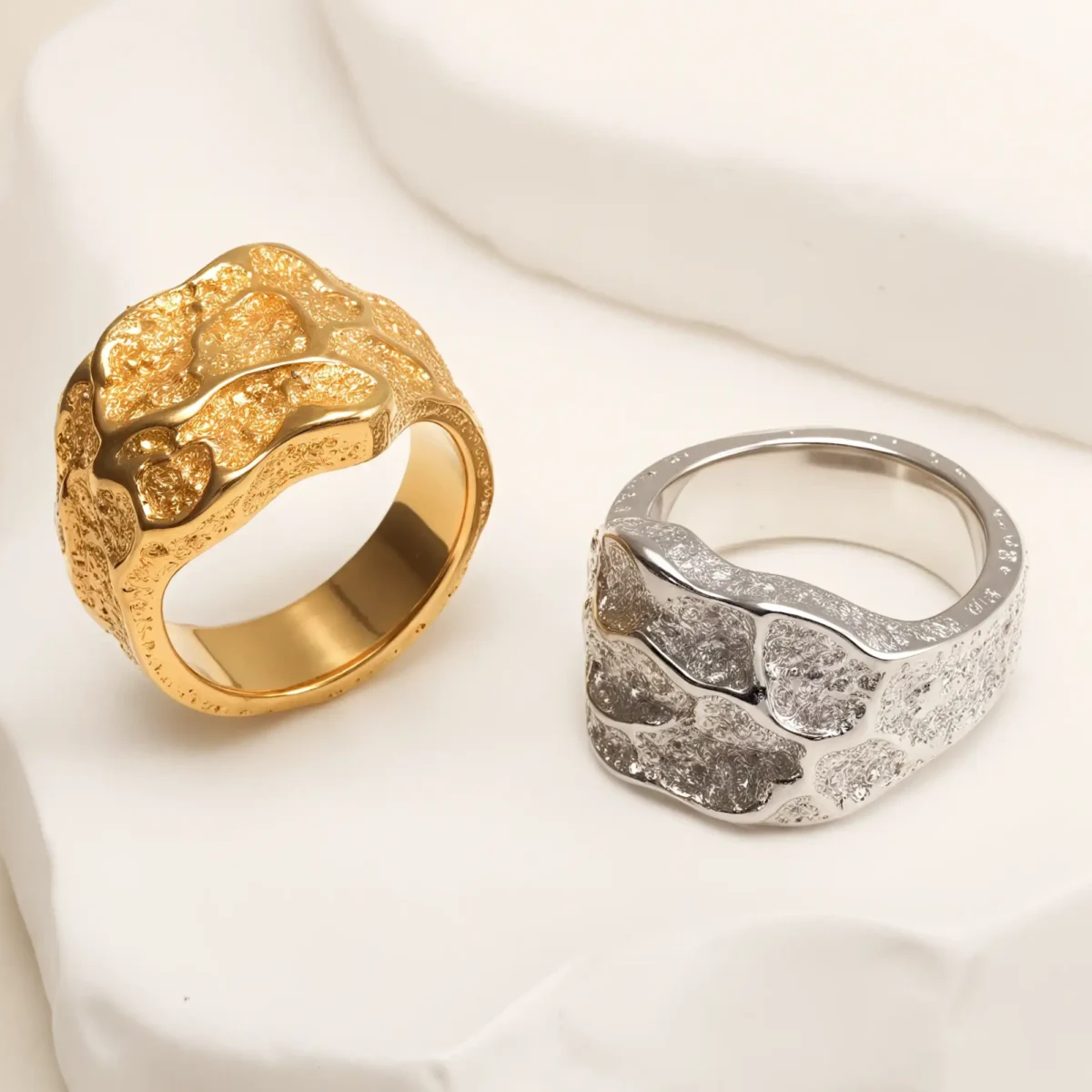 Creative Stone Pattern Design Stainless Steel Unisex Ring丨GB0712 - Image 1