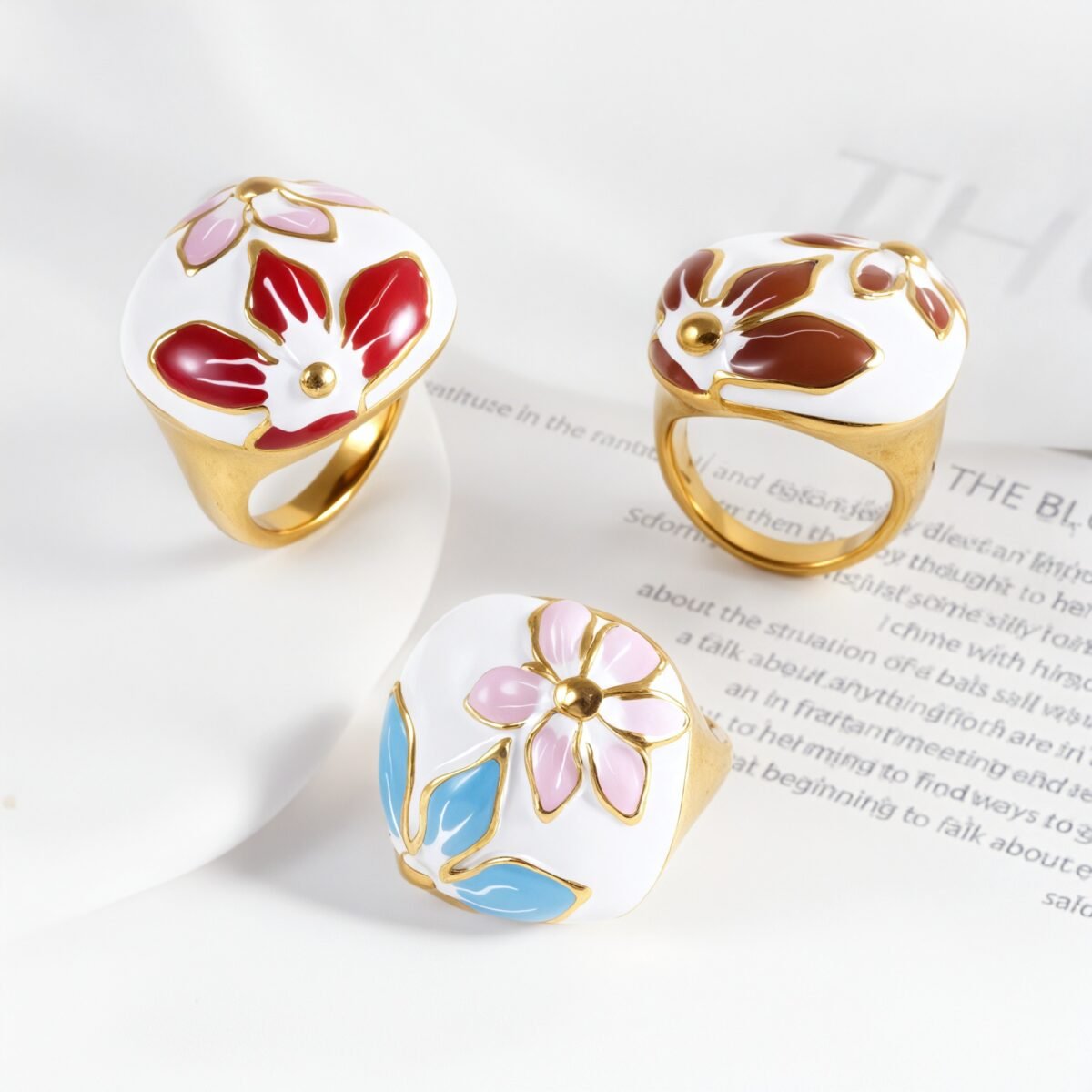 Romantic Floral Pattern Stainless Steel Ring Women's Ring | G004607 - Image 1