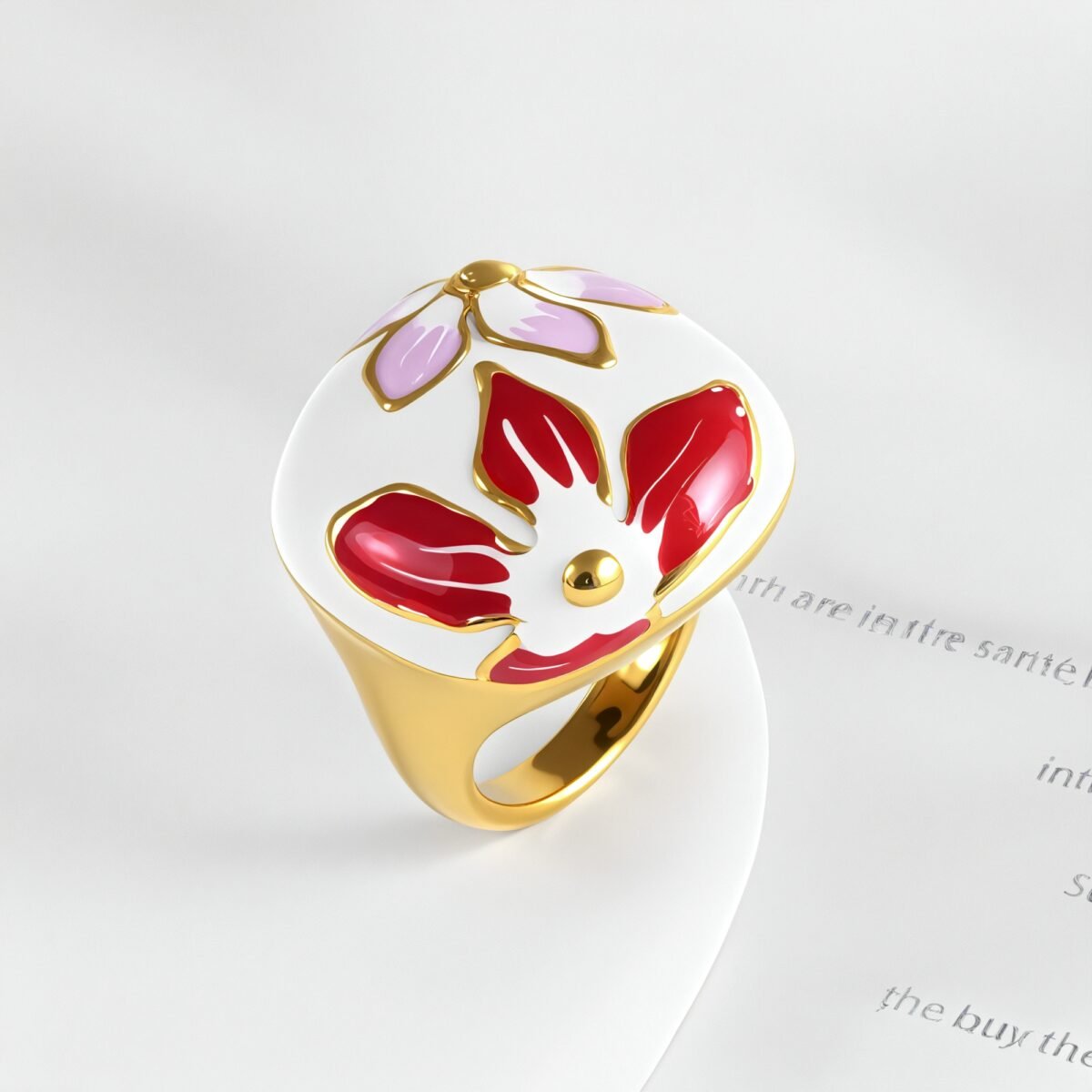 Romantic Floral Pattern Stainless Steel Ring Women's Ring | G004607 - Image 4
