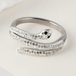 Stylish Diamond-Inlaid Snake-Shaped Silver Stainless Steel Women's Ring丨IBH-47 - Image 5