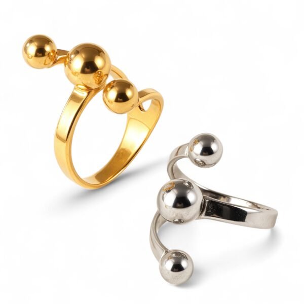 Modern Stainless Steel Cluster Waterproof Ring with Multiple Spheres Women Waterproof Ring丨G00838