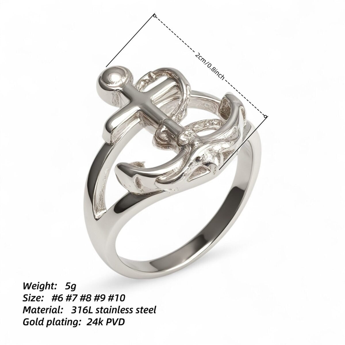 Creative Nautical Anchor Design Stainless Steel Men's Ring丨G002110 - Image 6