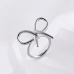 Simple Bow Hollow Stainless Steel Women's Waterproof Ring | N00657 - Image 5