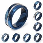 Stainless Steel Stylish Dual-tone Design Fashion Blue Men's Waterproof Ring