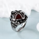 Cross-Set Ruby ​​Stainless Steel Men's Ring丨C-308 - Image 2