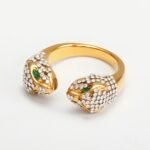 Luxury Leopard Inlay Emerald Diamond Stainless Steel Unisex Ring丨G002495JB - Image 2