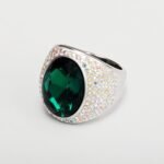 Shiny Rhinestone Inlaid Luxury Personalized Stainless Steel Women's Ring | BL224 - Image 5