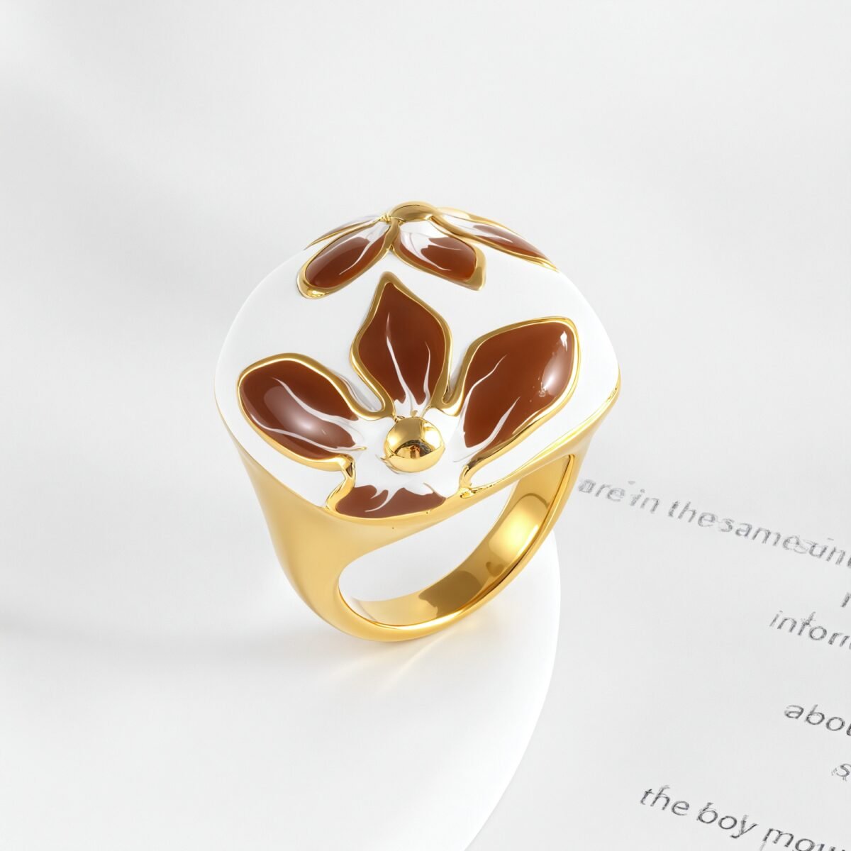 Romantic Floral Pattern Stainless Steel Ring Women's Ring | G004607 - Image 3