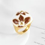 Romantic Floral Pattern Stainless Steel Ring Women's Ring | G004607 - Image 3