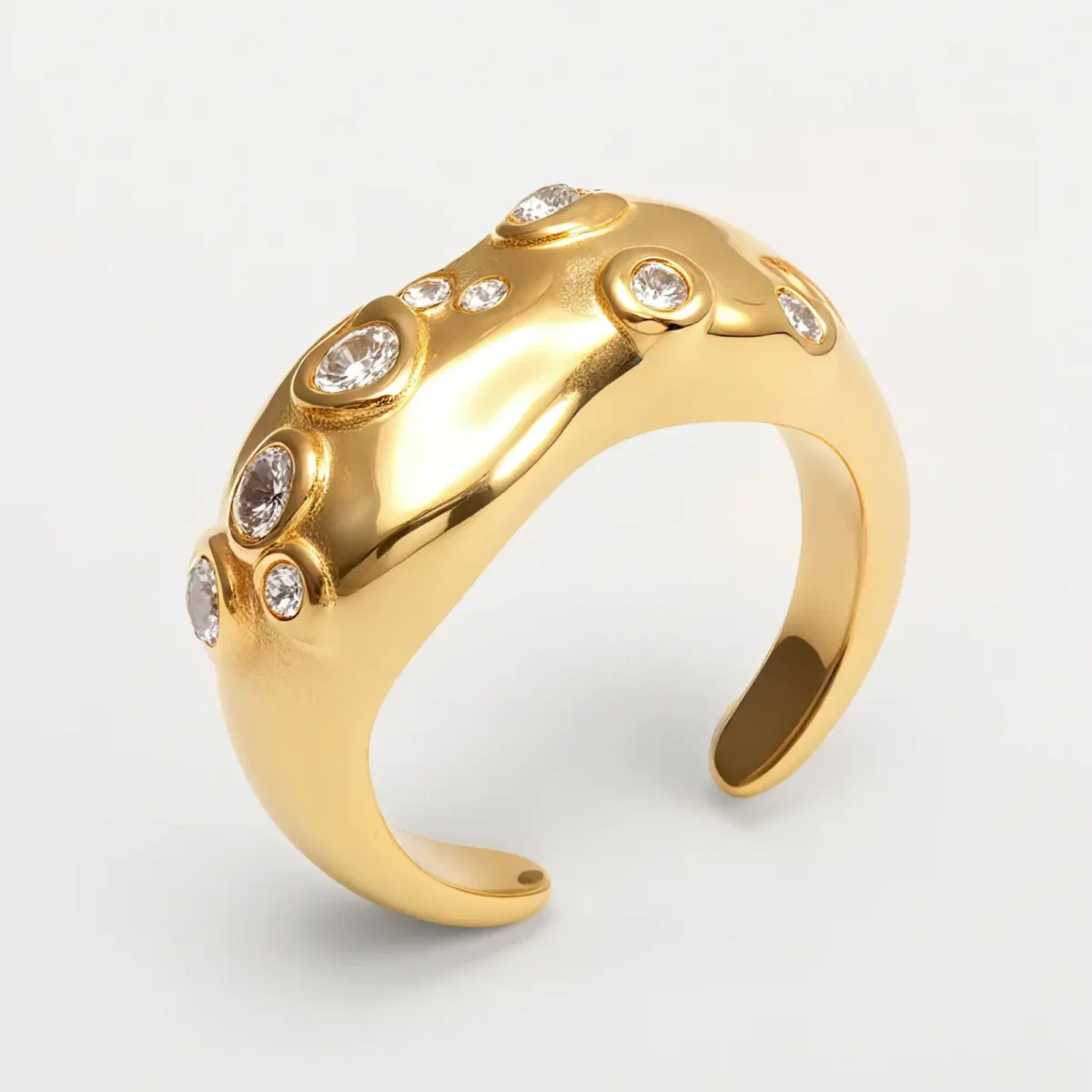 Creative Irregular Wave Inlaid Diamond Stainless Steel Unisex Ring丨WF-771 - Image 2