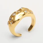 Creative Irregular Wave Inlaid Diamond Stainless Steel Unisex Ring丨WF-771 - Image 2