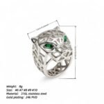 24K Gold Plated Stainless Steel Panther Head Ring with Green Stones丨G001002JLV - Image 4