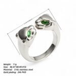 24K Gold Plated Stainless Steel Double - Panther Head Ring with Green Stones丨G006105 - Image 7