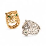 24K Gold Plated Stainless Steel Panther Head Ring with Green Stones丨G001002JLV - Image 5