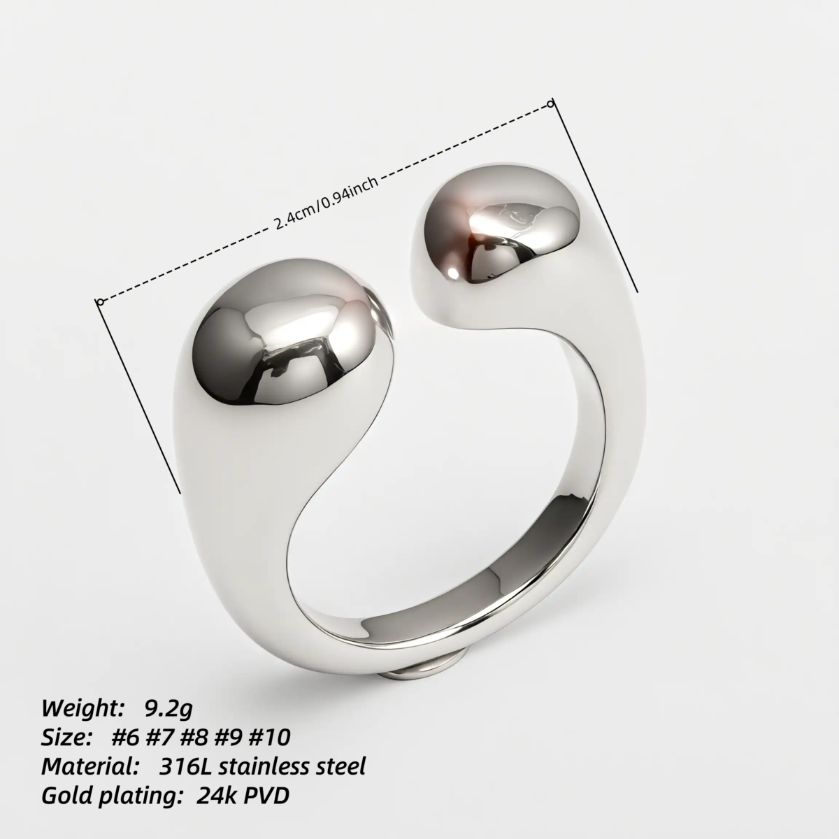 Simple Curved Stainless Steel Ring Women's Ring | G00324 - Image 7