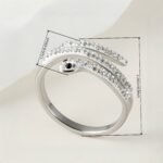 Stylish Diamond-Inlaid Snake-Shaped Silver Stainless Steel Women's Ring丨IBH-47 - Image 3