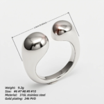 Simple Curved Stainless Steel Ring Women's Ring | G00324 - Image 7