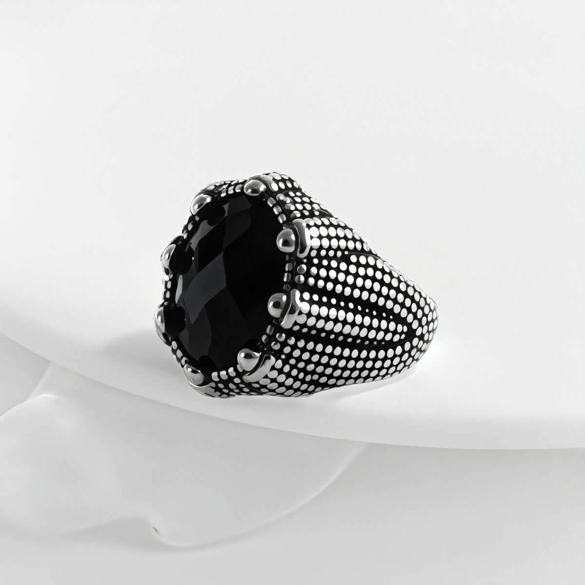 Bold Gemstone Inlay Stainless Steel Retro Ring for Men | BL459 - Image 3