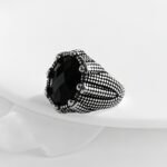 Bold Gemstone Inlay Stainless Steel Retro Ring for Men | BL459 - Image 3