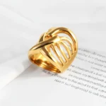 Creative Knitting Design 24k Gold-Plated Women's Stainless Steel Waterproof Ring丨G003167 - Image 2