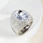 Shiny Rhinestone Inlaid Luxury Personalized Stainless Steel Women's Ring | BL224 - Image 3