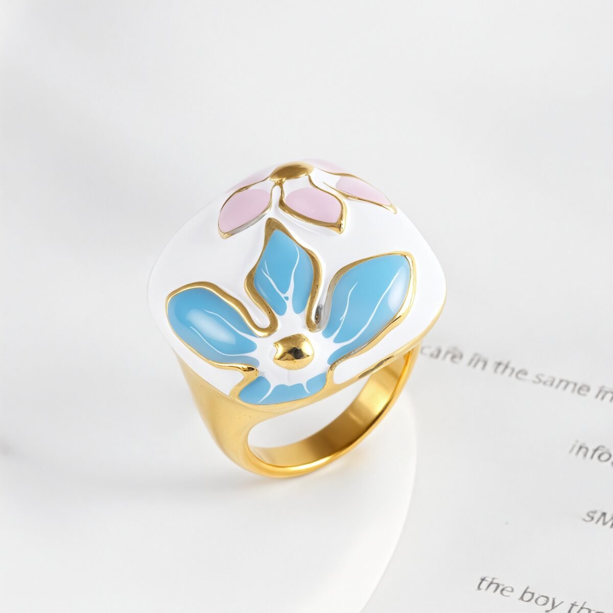 Romantic Floral Pattern Stainless Steel Ring Women's Ring | G004607 - Image 2