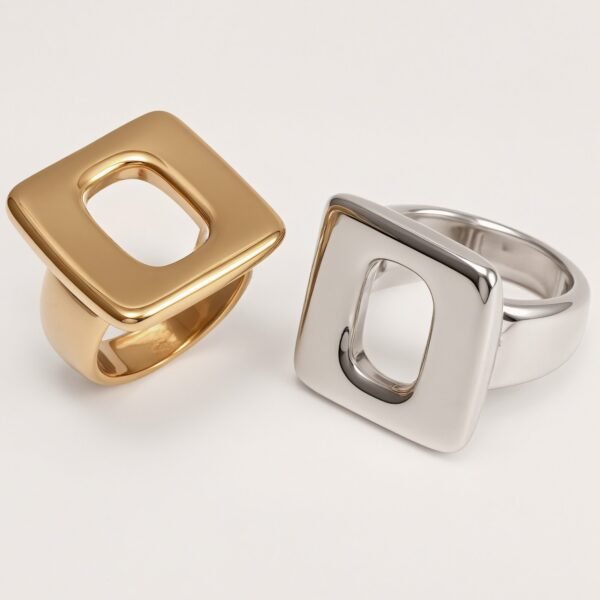 Stainless Steel Geometric Hollow-out Ring, Minimalist and Stylish, Adjustable, Unique Jewelry for Women | G004132