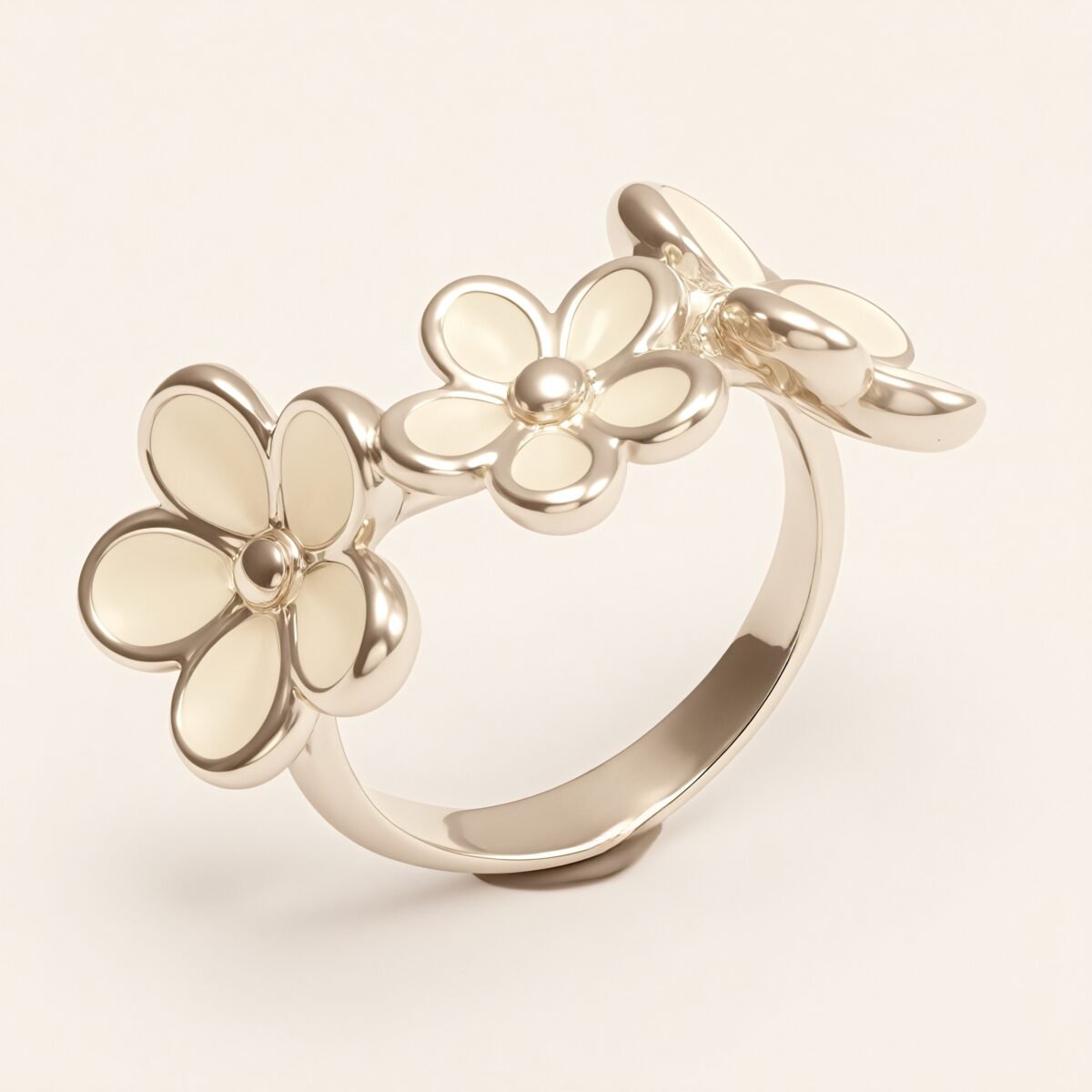 Fresh Flower - Shaped Stainless Steel Ring - Elegant Women's Accessory | N001465G-1 - Image 1