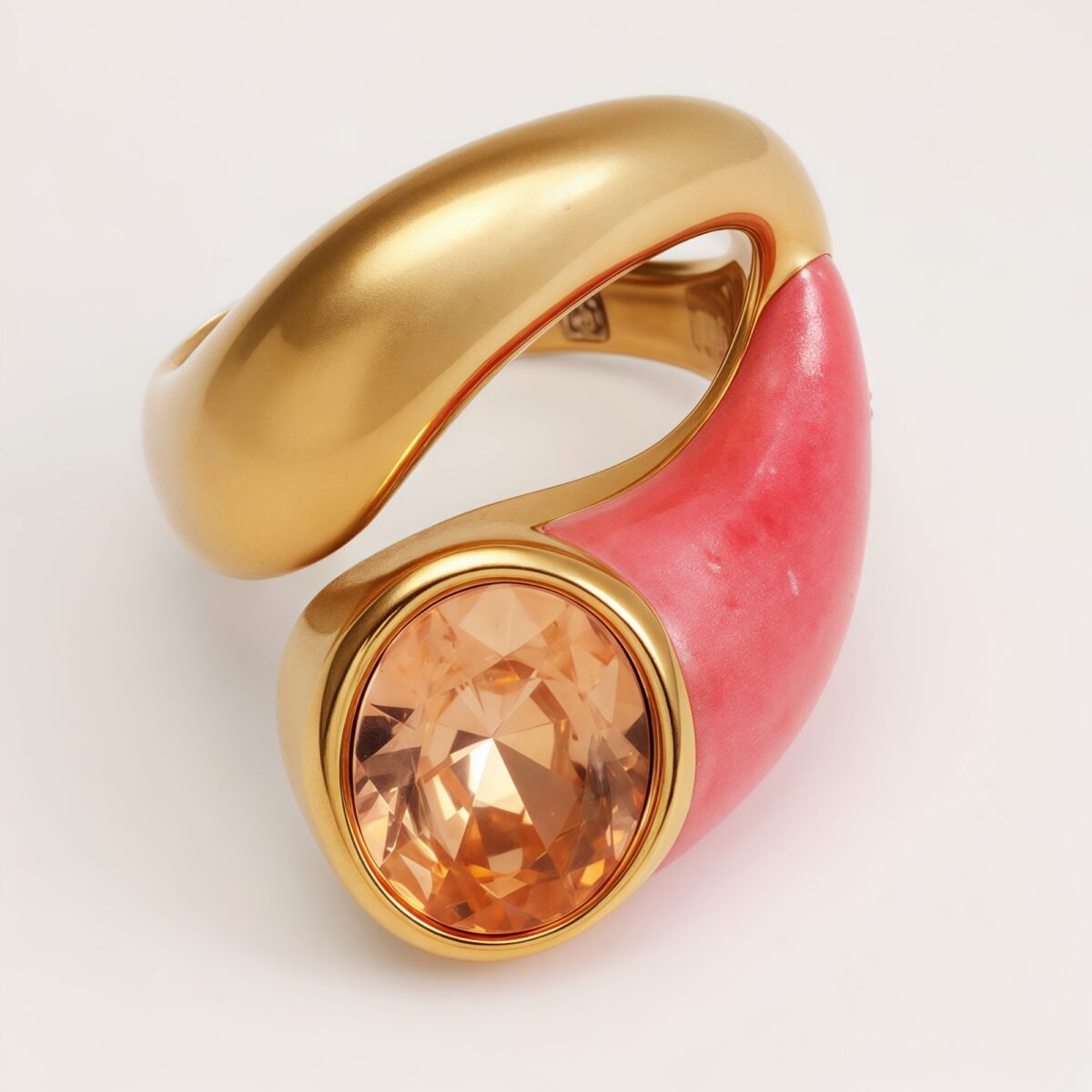 Twisted Design Enamel & Gem Stainless Steel Ring - Trendy Accessory | G004485 - Image 3