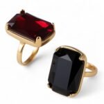 Gemstone Simple Square Design Stainless Steel Women's Ring丨K002810