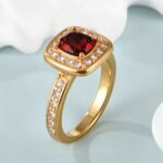 Gorgeous Square Ruby Diamond Stainless Steel Women's Waterproof Ring丨PL505J - Image 4