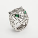 24K Gold Plated Stainless Steel Panther Head Ring with Green Stones丨G001002JLV - Image 3
