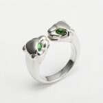 24K Gold Plated Stainless Steel Double - Panther Head Ring with Green Stones丨G006105 - Image 5