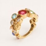 Colorful Gem 316L Stainless Steel Gold - Plated Unique Women's Ring | N001932J