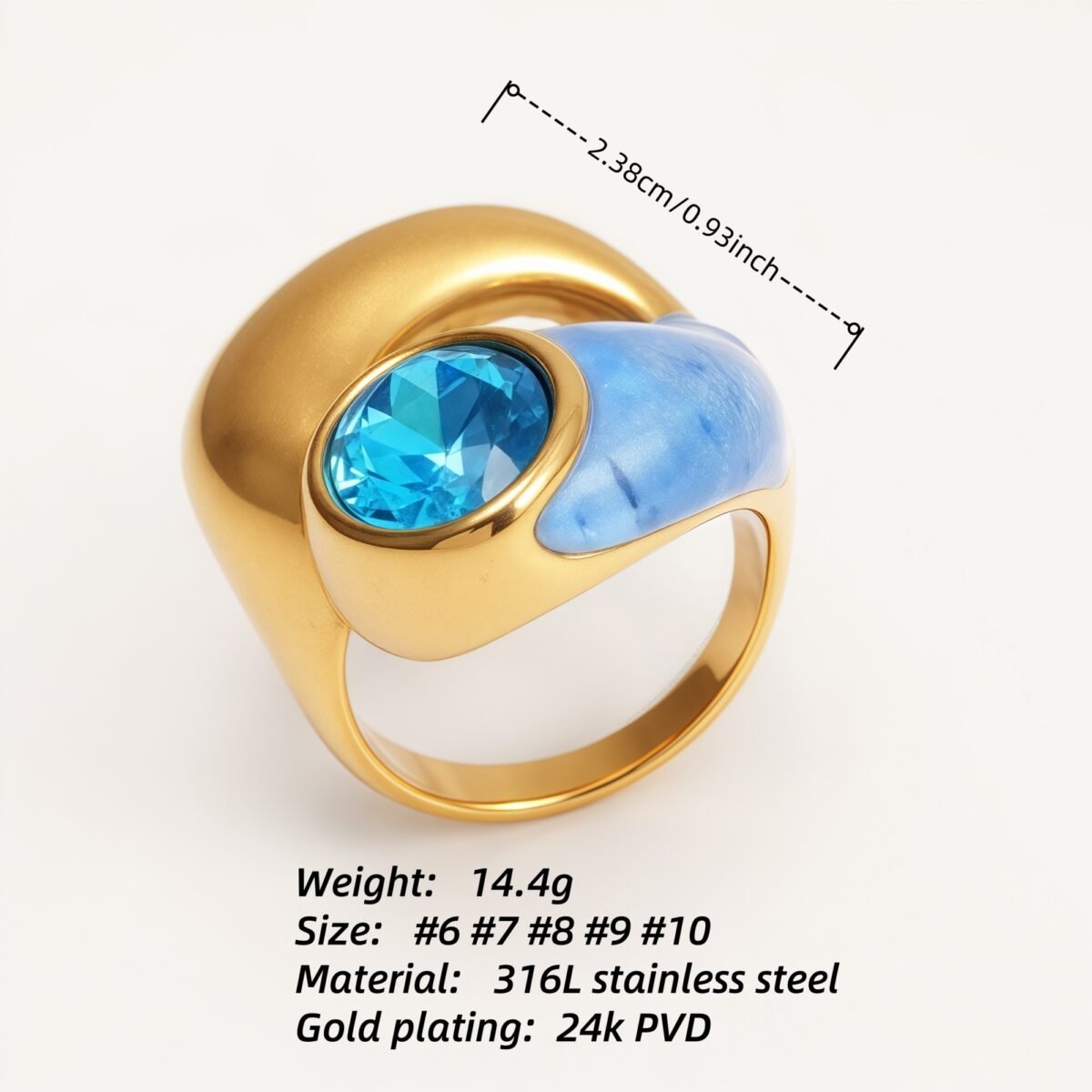 Twisted Design Enamel & Gem Stainless Steel Ring - Trendy Accessory | G004485 - Image 7