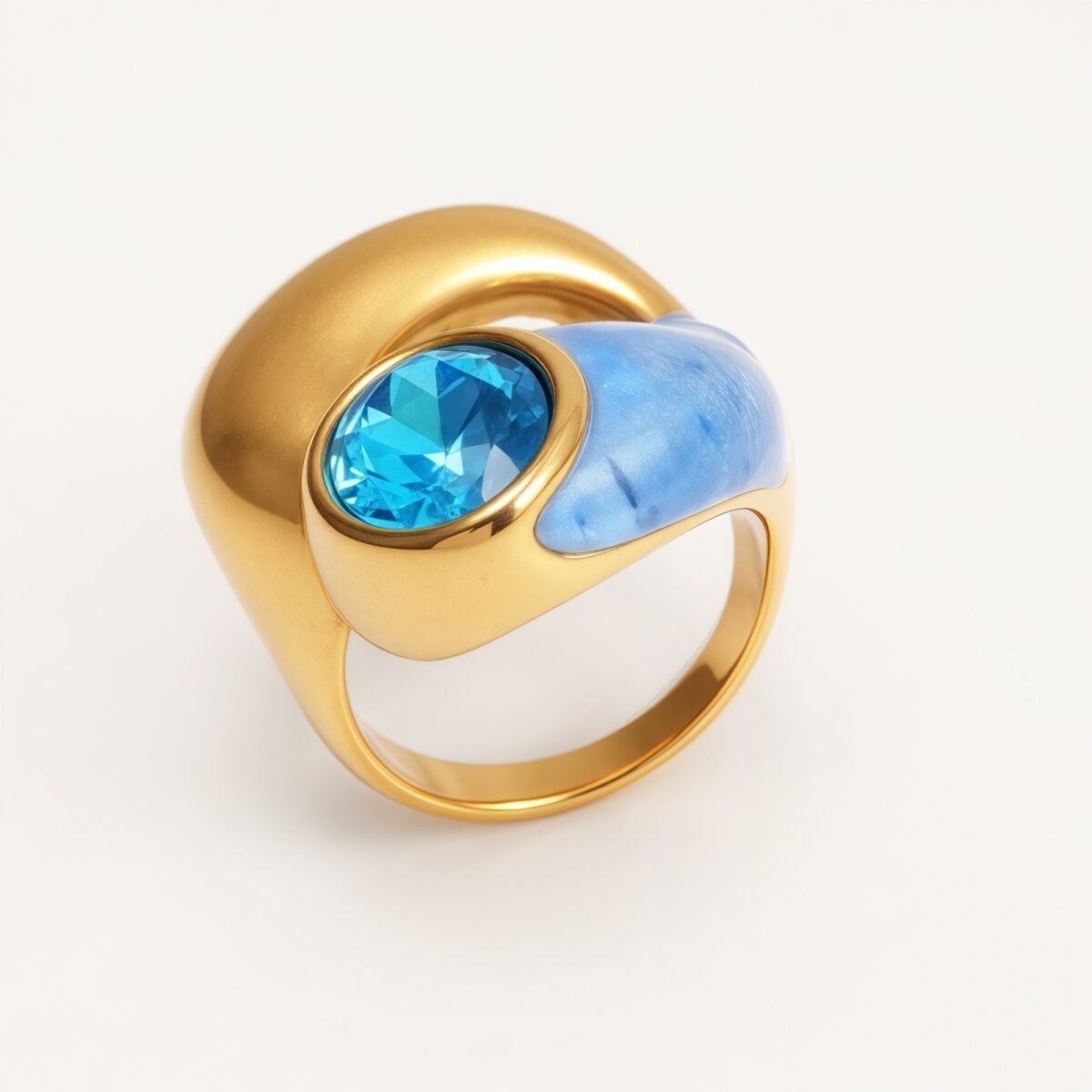 Twisted Design Enamel & Gem Stainless Steel Ring - Trendy Accessory | G004485 - Image 6