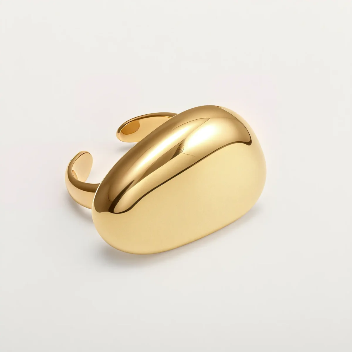 24K Gold Plated Stainless Steel Oval Dome Open Ring丨G003998 - Image 3