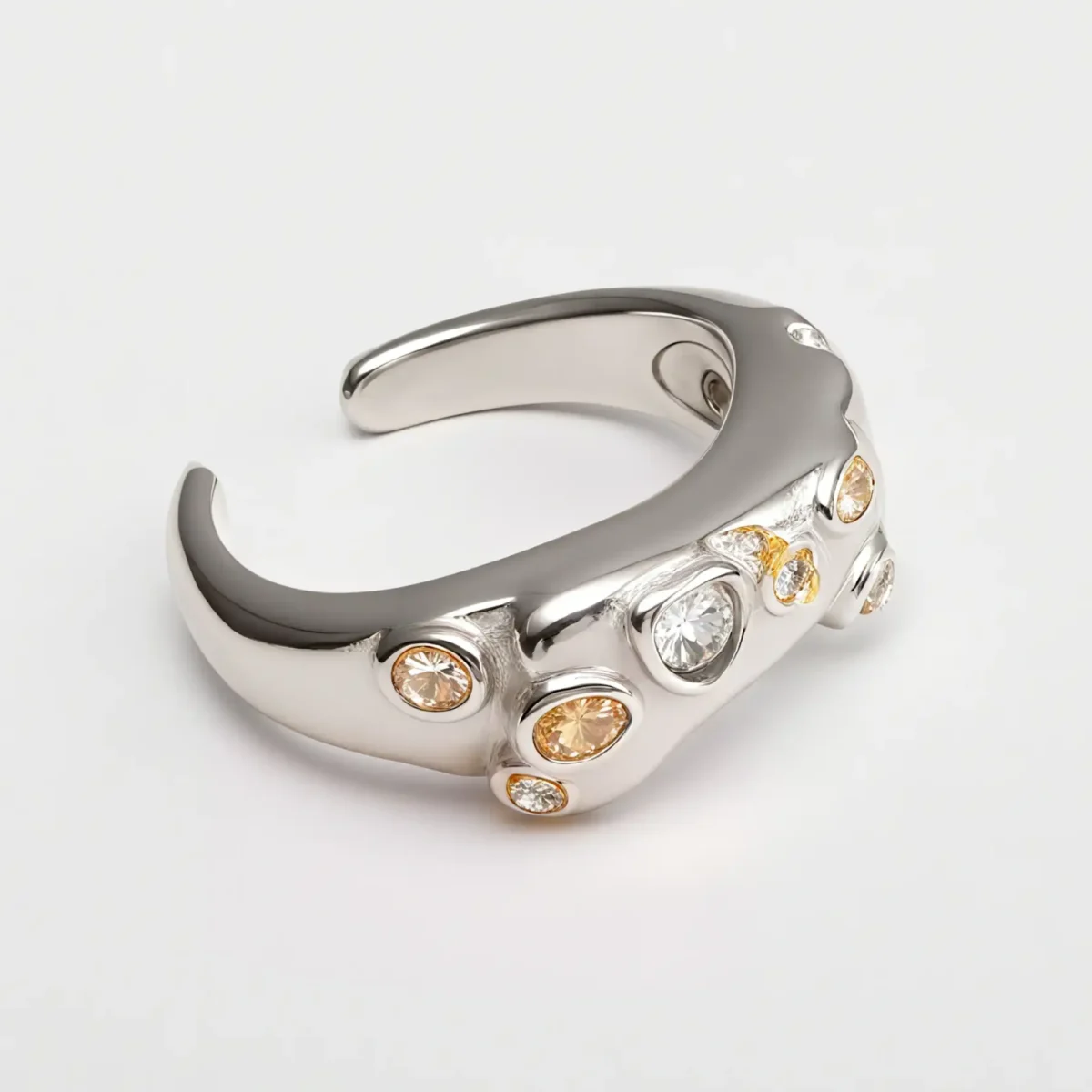 Creative Irregular Wave Inlaid Diamond Stainless Steel Unisex Ring丨WF-771 - Image 5