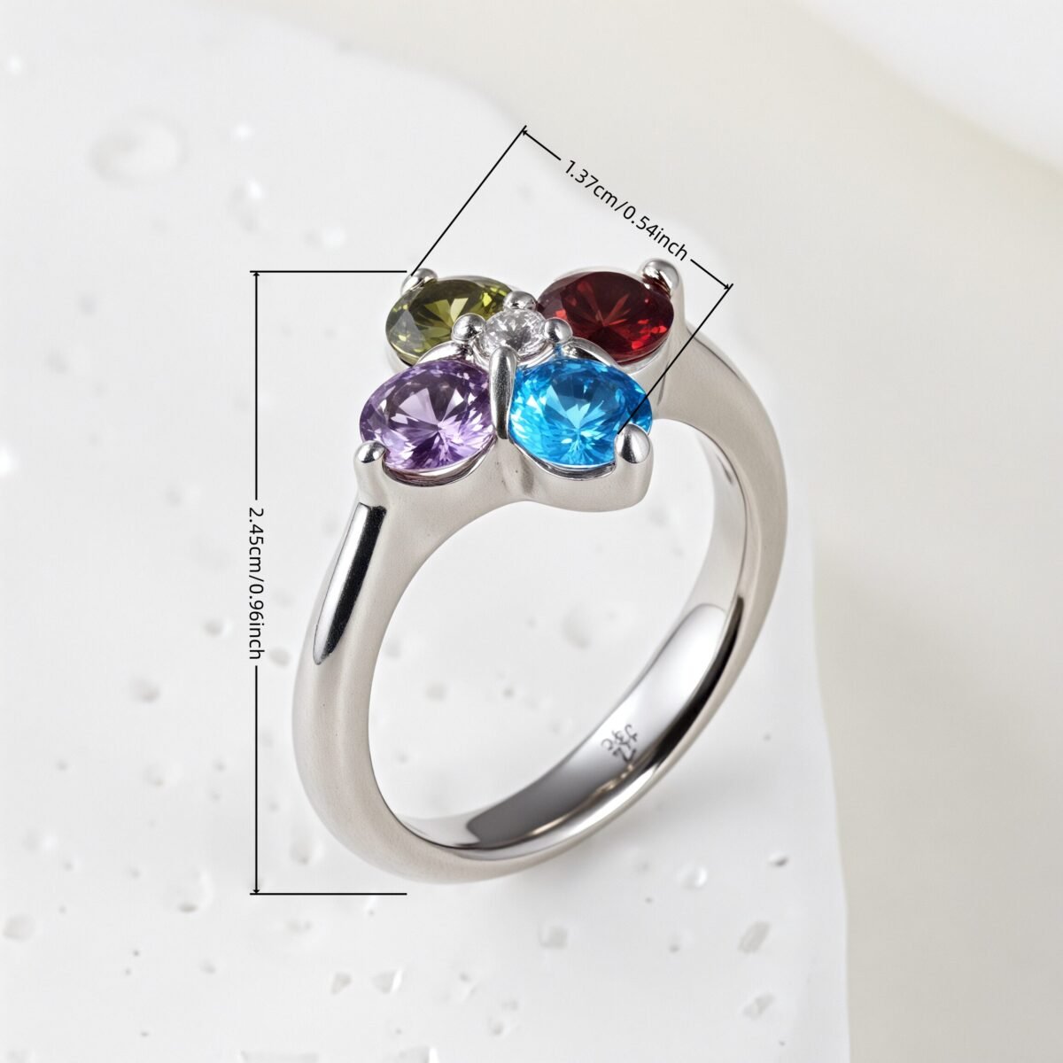 Fashionable Four-Leaf Clover Inlaid With Diamonds And Stainless Steel Women's Ring丨N001263 - Image 5